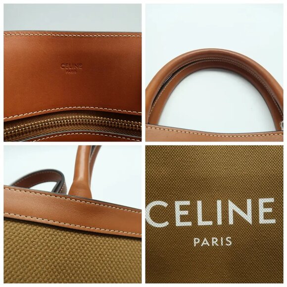 Celine Cabas Brown Canvas Satchel 1289-061925 - Picture 8 of 12
